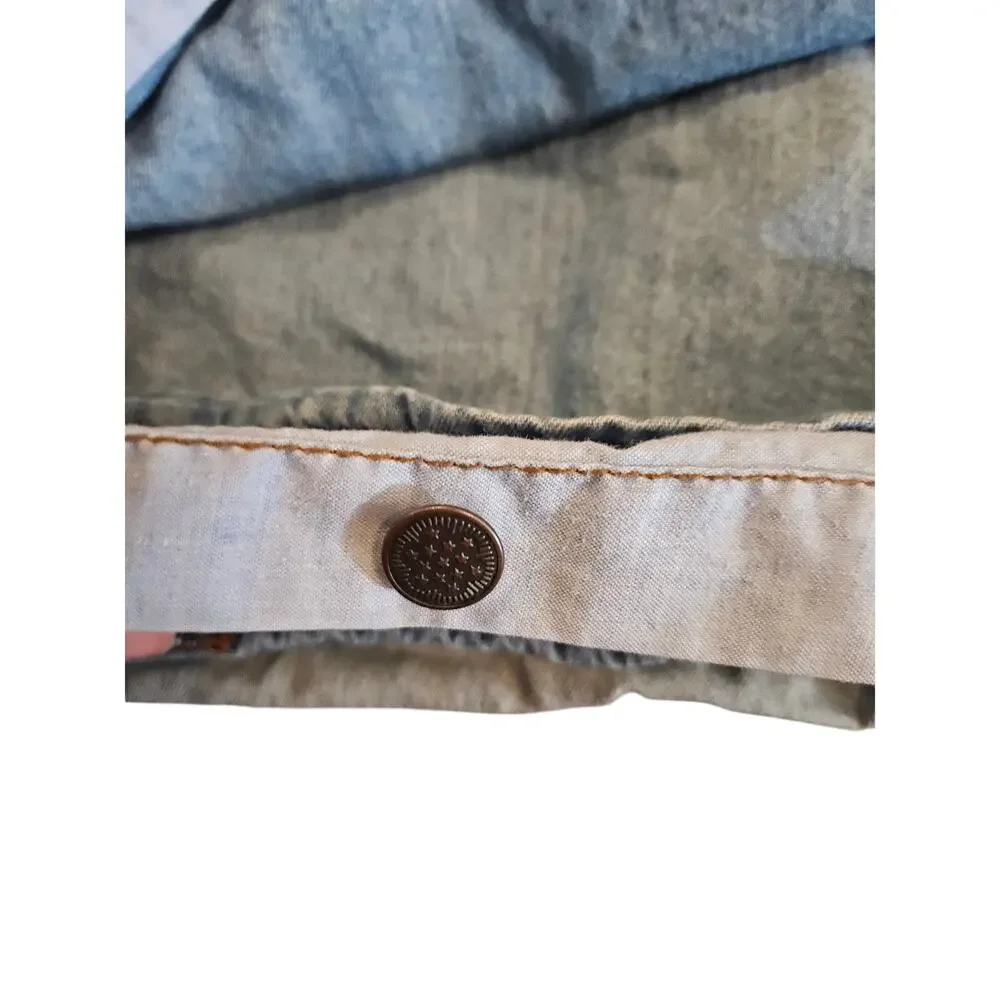 Vintage 90s Queen/Full Blue Denim Jean Duvet Cover Rivet Buttons Rustic Cabin